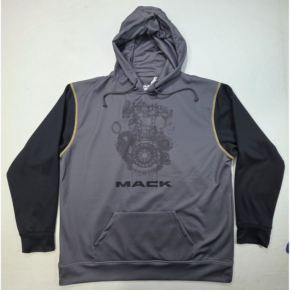 Mack Trucks Pullover Hoodie Sweatshirt Mens 2XL‎ Grapic Print Gray LIMITED USE